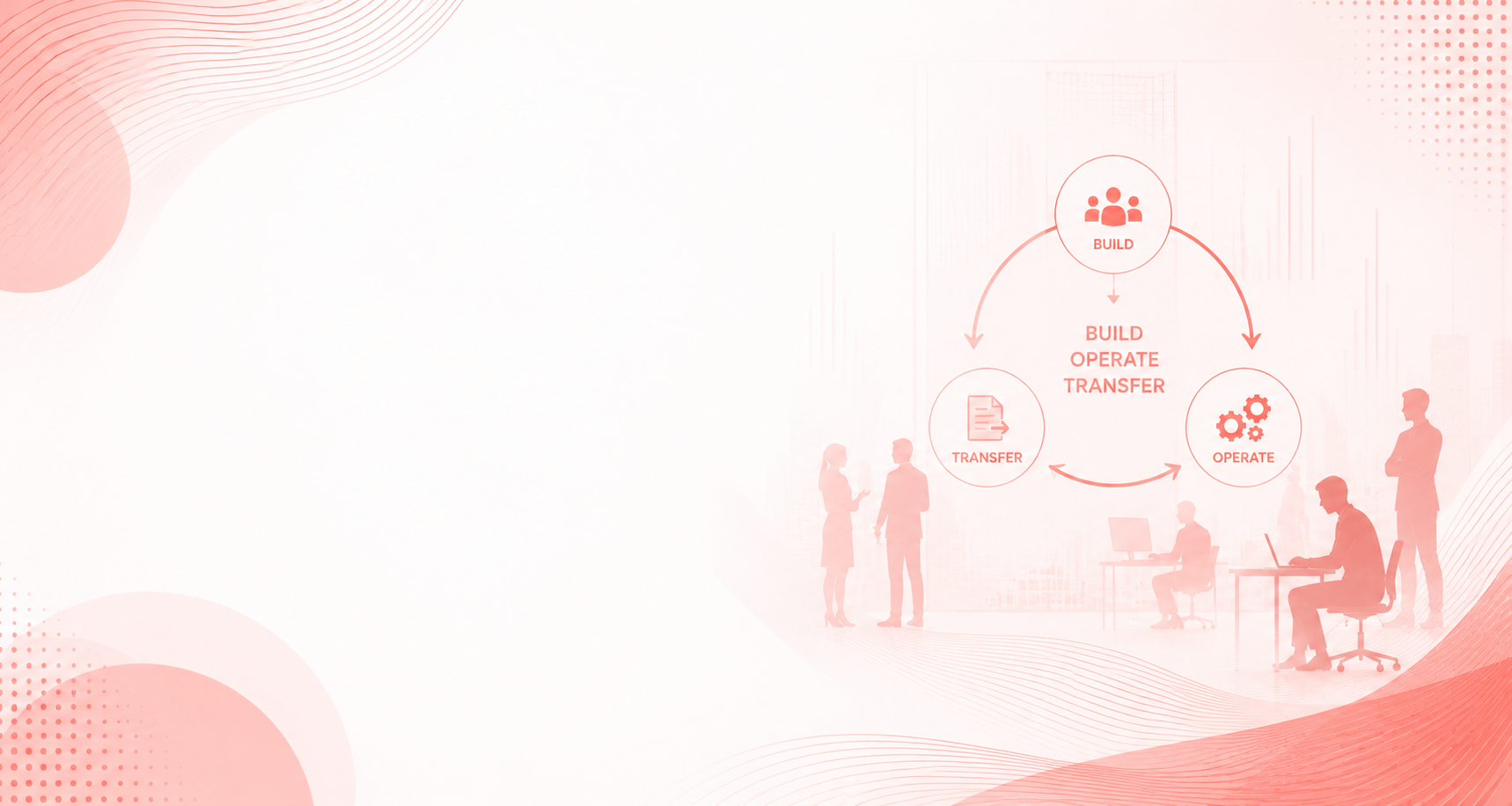 Staff Augmentation - Build, Operate, Transfer model with collaborating team silhouettes